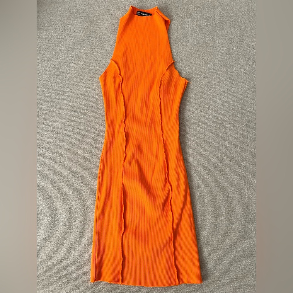 Naked Wardrobe Vibrant Orange Sleeveless Dress